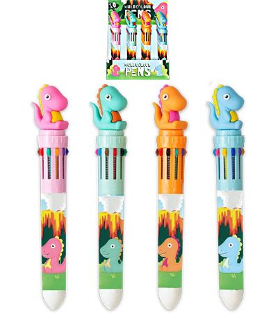 Display Of 30x Dinosaur 10 Colour Pens In Assorted Designs