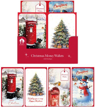 Display Of 40x Festive Wonderland Money Wallet Envelope - Trad Designs
