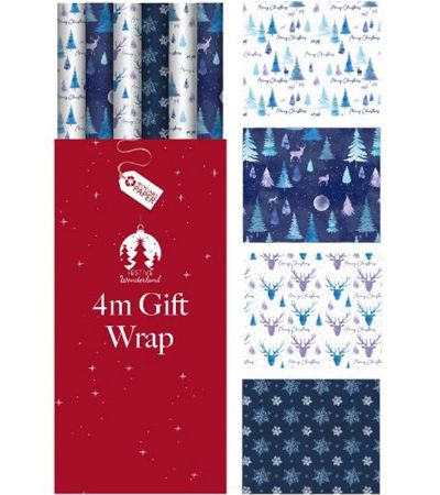 36 Rolls Festive Midnight Forest 4m Gift Wrap In Floor Display | X9156A