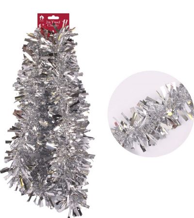 Festive Wonderland Chunky 2m Christmas Tinsel - Silver | X9787A
