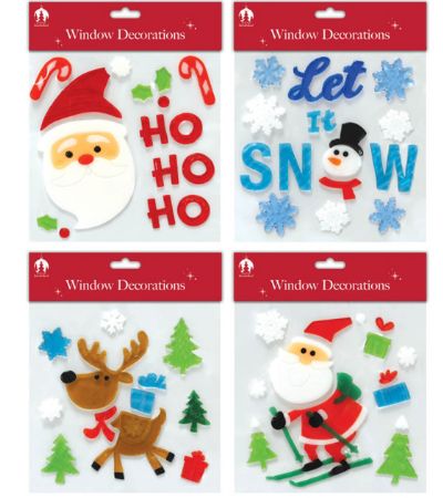 Festive Wonderland Christmas Window Gel Decorations, Assorted Picked At Random