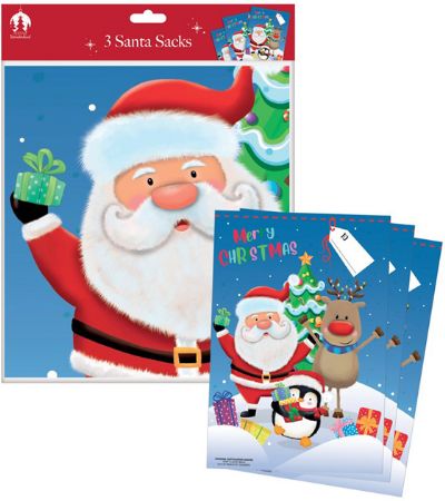 Festive Wonderland 3pk PVC Santa Sacks