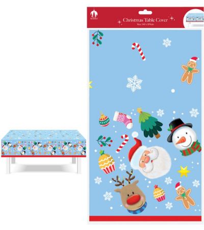 Plastic Christmas Table Cloth, 180 x 120cm - Kids Christmas Design