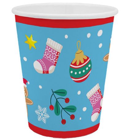 6 Pack Paper Christmas Party Cups - Kids Christmas Design