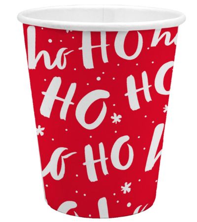 6 Pack Paper Christmas Party Cups - Ho Ho Ho Design