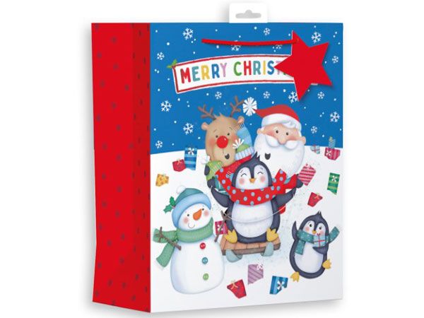 6x Giftmaker Large Christmas Gift Bag - Novelty Festive Characters