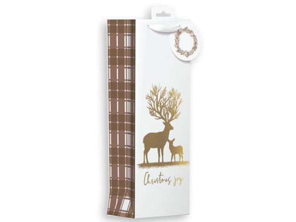 6x Giftmaker Christmas Bottle Bag - Gold Stag | XAMGB42B