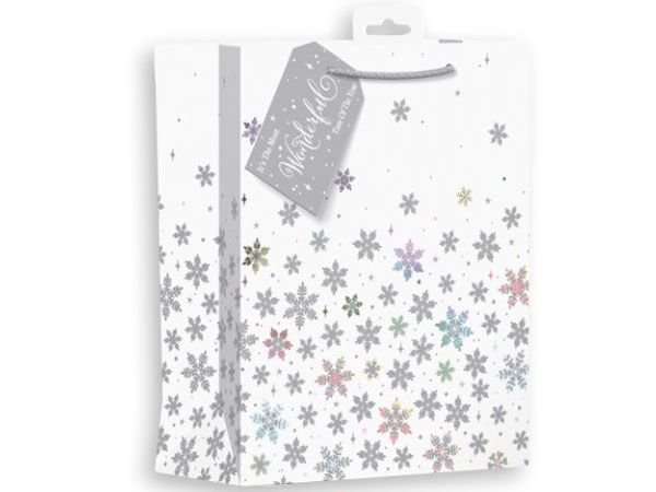 6x Giftmaker Medium Christmas Gift Bag - Ice Snowflakes | XAMGB67M