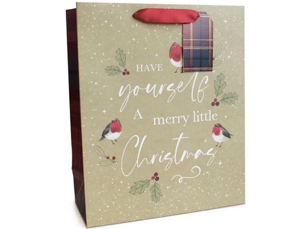 12x Large Christmas Gift Bag - Kraft Text Design | XB0077L/FSC