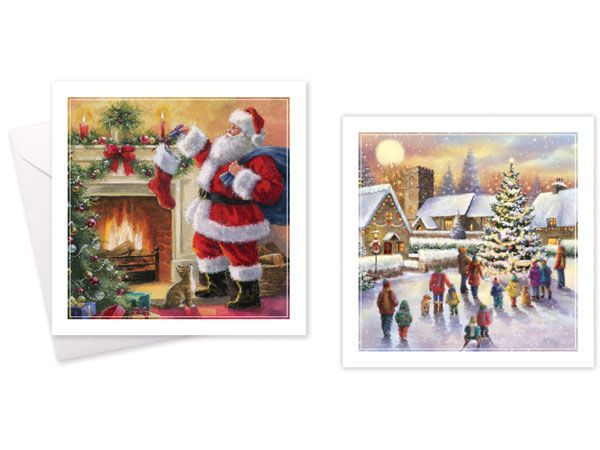 Festive Wonderland 10pk Square Christmas Cards - Santa/Scene Picked At Random