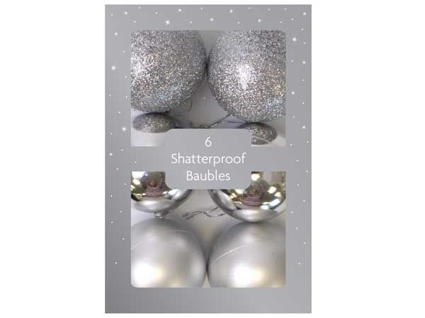 Festive Wonderland 6 Shatterproof Baubles - Silver | XD0198