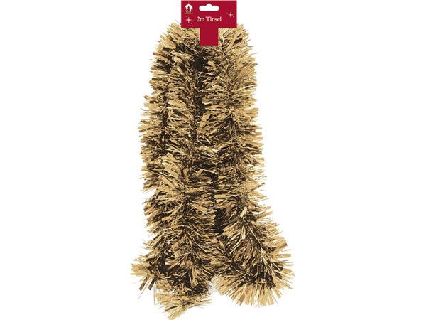 Wholesale Christmas Tinsel | 2m Chunky Gold | Bulk