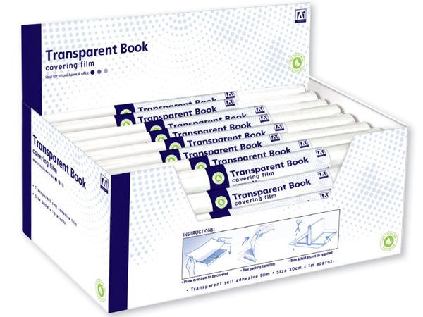 A* Stationery 30cm x 1m Transparent Book Covering Film