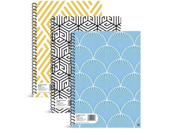 12x Spiral Notebook 20x28cm- Geo Designs, by U. Stationery | P1074