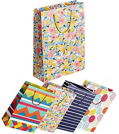 12x Medium Gift Bag - Assorted Colourful Patterns | P1930
