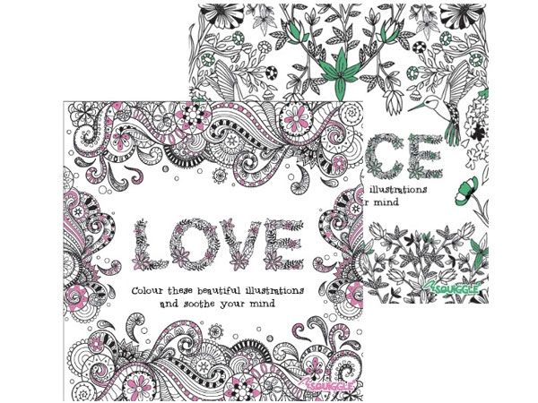 6x Squiggle Advanced Relaxing Colouring Book - Peace & Love Designs