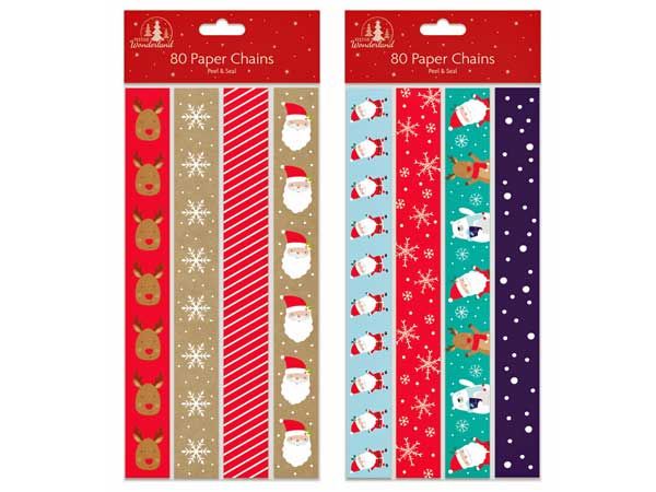 Festive Wonderland 80 Paper Chains - Peel And Seal, Assorted Picked At Random | XP0214